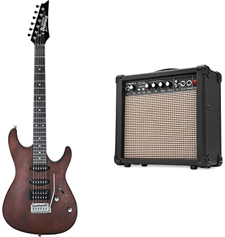 Ibanez GIO SA Series GSA60-WNF Chitarra elettrica Noce piatta & Rocktile Scream-15 Amplificatore per Chitarra, Ingresso AUX (6,5 mm), Uscita Cuffie (6,5 mm), Nero