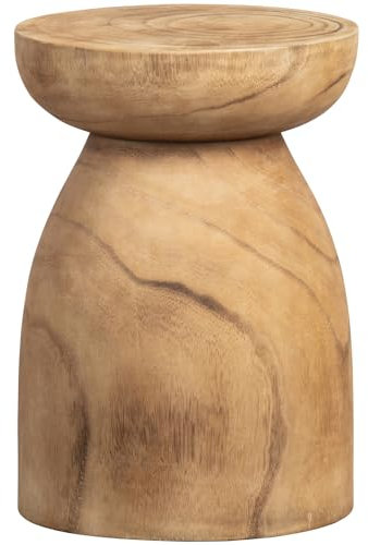 WOOOD Bink Hocker Rund - Natürliches Paulownia-Holz Langlebig Sitzhocker Planzentisch Couchtisch Beistelltisch - ø28x40 cm