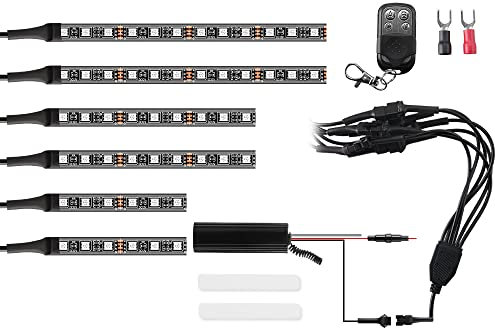 6 pezzi Kit di strisce luminose a LED per moto RGB flessibile Luce al neon sotto il bagliore Telecomando senza fili per auto Harley LED Rock Light Impermeabile