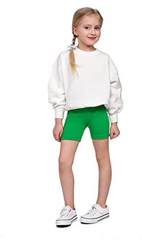SOFTSAIL Girls Leggings Cycling Shorts Short Cotton Sport Dancing Gymnastic Breathable Comfy Stretchable Green 8-9 Years