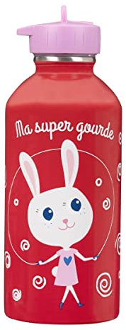 DRAEGER PARIS 1886 - Gourde Enfant Acier Inoxydable 300ml Rouge - Message Ma Super Gourde - Design Durable & Écologique - Idéale École & Sport - Facile à Nettoyer - Réutilisable & Antichocs