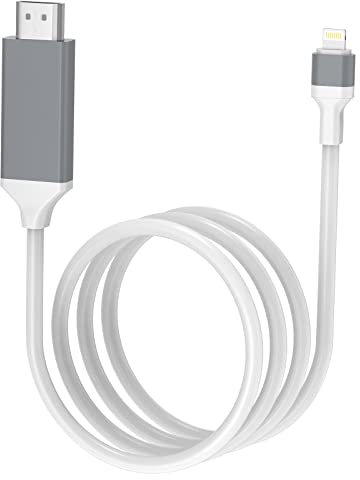 [Upgraded] Lightning to HDMI Adapter, Apple MFi Certified 1080P HDTV Cable Adapter Compatible with iPhone,iPad Digital AV Sync Screen Connector on HD TV Monitor Projector-NO Need Power Supply (White)