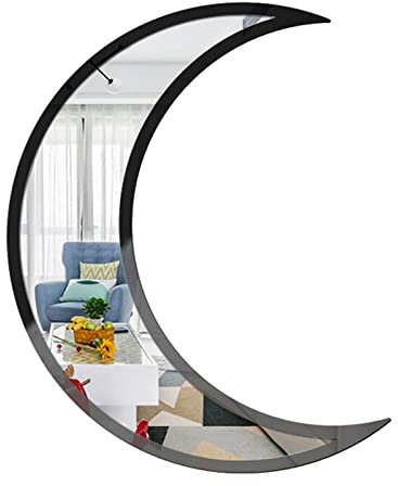 Fowybe Specchio Moon Phase Decorazione da Parete - Versatile Specchio a Mezzaluna, Elegante Specchio Acrilico Autoadesivo, per Soggiorno, Camera da Letto
