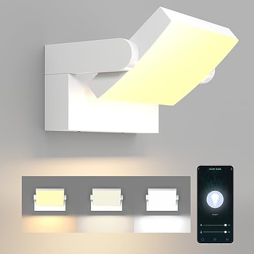 Klighten 24W Außenwandleuchte Dimmbar mit APP-Steuerung, Timer, Schwenkbar LED Panel, Wandleuchte Innen Außen, Wasserdicht IP65 Wandlampe Aussenleuchte für Eingang Flur, Weiß, 1500 LM, 3000K-6000K