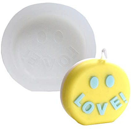 EXQULEG Kerzengießform, 3D Smiley Slogan Silikon Kerzenform, Abstraktes Gesicht Silikonform, Gesicht Silikon Seifenform, für Zuhause DIY Ornamente Dekoration, Handgemachte Geschenk (Love)