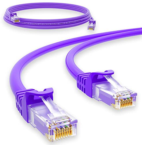 HB-DIGITAL 1m Patchkabel RJ45 LAN CAT 6 Ethernetkabel Netzwerkkabel bis zu 1 Gbit/s CAT 6 Kupfer Profi U/UTP DSL für Patchpanel Switch Router Modem - Lila