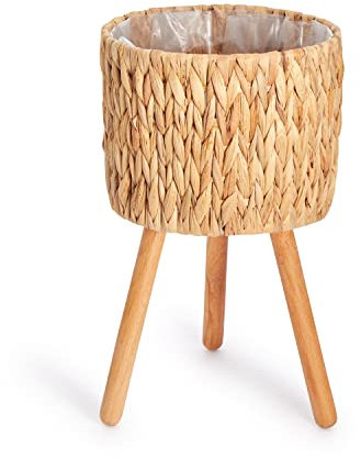 Paco Home Blumentopf Übertopf Natur Rattan Set mit Folieneinsatz Pflanzentopf Auslaufsicher Groß für Zimmerpflanzen, Farbe:Natur, Sets:3pcs Set/Design 7