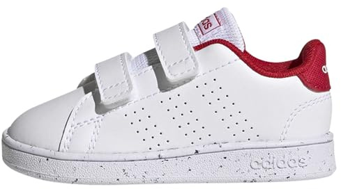 adidas Unisex Baby Advantage Lifestyle Court Two Hook-and-Loop Shoes, Cloud White/Cloud White/Scarlet, 8 UK Child