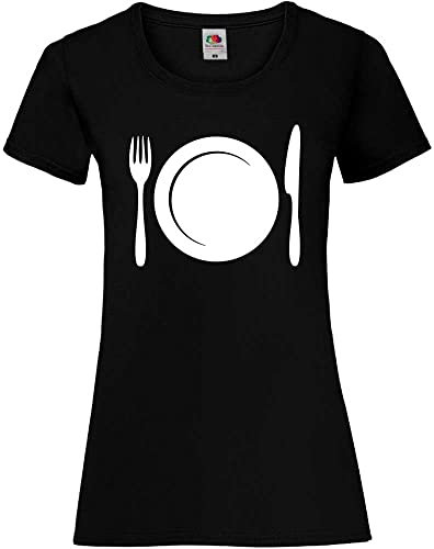 Assiette avec couverts pour femme, Noir , XXL