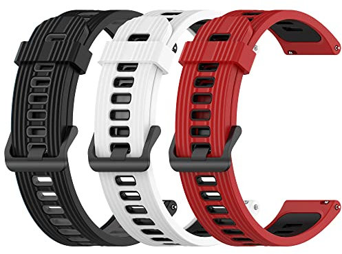 20MM Ersatz-Silikon-Armband für Kospet Tank M1/M1 Pro weiches und strapazierfähiges Silikon-Smartwatch-Band für Kospet GTO Ersatz-Armband (3er Pack A)