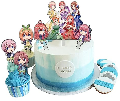The Quintessential Quintuplets Party Cake Decorations Nakano Ichika/Nin/Miku/Yotsuba/Itsuki Birthday Party Supplies Set Cake Topper and Cupcake Toppers (6pcs)