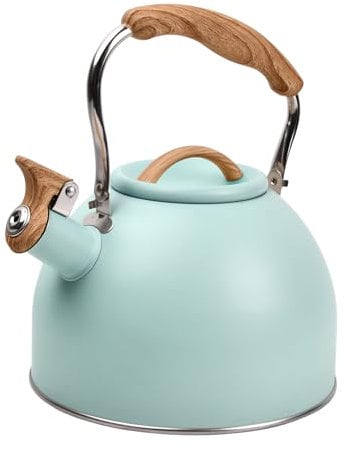 Wisebom Hervidor de Agua, 3L Teteras De Acero Inoxidable con Silbato e Mango de Madera para Estufa de Inducción, Estufa de Gas y Estufa Eléctrica