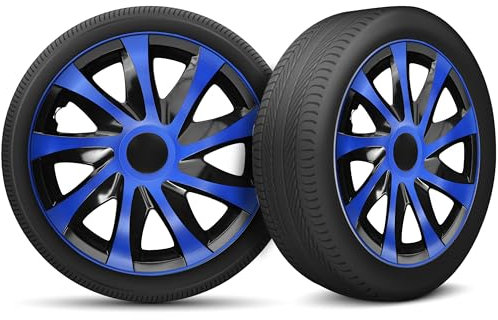 Radkappen 16 Zoll Radzierblenden 4er Set passend für alle Stahlfelgen - Einstellbarer Sicherungsring - Blau Schwarz