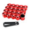 PAITOK Radmutterkappe, 20 Stück Universal Chrom Kunststoff Radbolzenmutternabdeckungen Radmutterabdeckungen mit Entfernungswerkzeug-Set für Autos (Rot, 17mm)