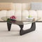 Base de madera maciza, parte superior de cristal transparente, mesa auxiliar vintage moderna. Ideal para sala de estar, patio