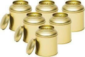 6 Stück - Teedose Gold - Kaffeedose - Teebox - 100 Gramm - Teekanne mit Innendeckel - Vorratsdosen - Vorratsdosen - Vorratsbehälter - Vorratsdose - Weihnachtsgeschenk - Weihnachtspaket -