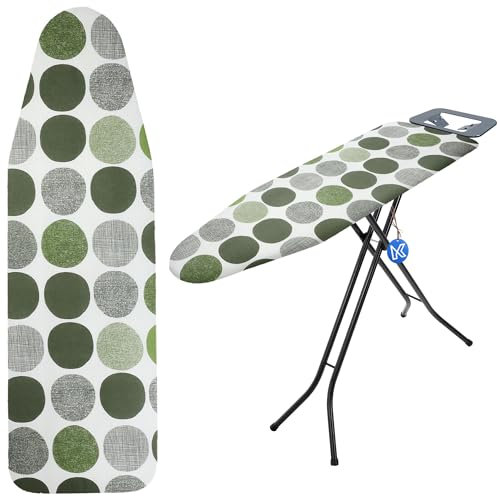 KADAX Bügelbrettbezug mit Kordelzug, Bügeltischbezug für schnelleres Bügeln, Universelle Bügelbrettabdeckung in 2 Größen, Bügelauflage aus Baumwolle (Grüne Kreis, 120x40cm)