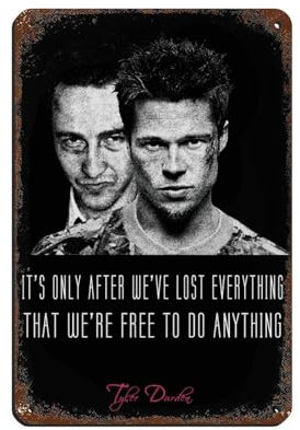OakiTa Fight Club Poster Tyler Durden Classic Movie Zitate Poster Blechschild Vintage Metall Pub Club Cafe Bar Home Wandkunst Dekoration Poster Retro 20 x 30 cm
