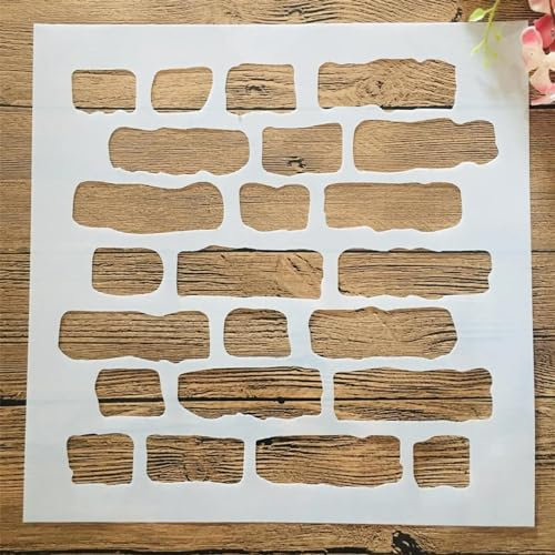 KUNGZUNMOLDS Wiederverwendbare Schablonen, 30 x 30 cm, Ziegelsteine, Wandschablonen zum Malen auf Holz, Wänden, Möbeln, Leinwand, Stoff, Schildern, Felsen, DIY-Kunstprojekten, Heimdekoration