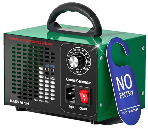Ozone Generator 45,000mg/h, Industrial/Home O3 Air Purifier Deodorizer for Areas of 2500 Square Feet - High Capacity Ozone Machine Air Ionizer Odor Clean for Rooms, Smoke, Cars, Pets (Green)