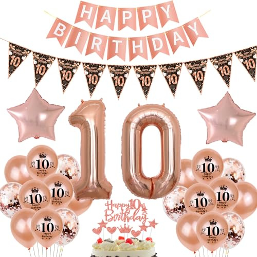 nero oro rosa palloncini decorazione 10 anni compleanno torta oro rosa decorazioni 10 anni ragazza