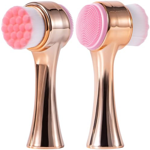 Yebeauty Cepillo de limpieza facial, cepillo de limpieza manual de silicona, cerdas suaves ultra finas, cepillo exfoliante, limpieza profunda de poros, herramienta de doble cara para masaje,