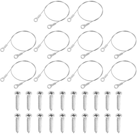 QUARKZMAN 10Stk Verbindungsmittel Kabel Ösen Ende 20cmx1.5mm 304 Edelstahl Stahl Draht Seil Verbindungsmittel mit selbstschneidenden Schrauben zum Verbinden Möbel Lampen Aufhängen