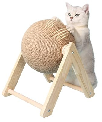 PETCUTE Bola Rascadora para Gatos en Soporte,Poste Rascador para Gatos,Juguete Rascador para Gatos,Tablero de Soporte Triangular,Juguetes Interactivos para Mascotas para Gatitos, Gatos Pequeños
