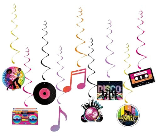 9Stück 90er Thema Party Dekorationen,Luftschlangen HäNgende Wirbel Party Decken Deko,Party Deko,für Disco Retro Themenpartys und Karneval Mottoparty,Geburtstag Party Neon Rock,Hippie Partybedarf