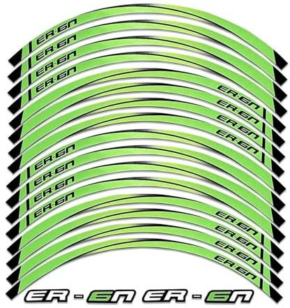 TRFBD Modische Persönlichkeit 17'' Reflektierende Motorrad-Radnabenaufkleber, Motorrad-Felgenstreifen, Aufkleber, Zubehör Für ER-6N ER6N ER 6N(Green)