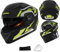 SMTSEC Motorbike Helmets With Visor UV Goggles Full Face Retro Motorcycle Helmet ABS Material DOT/ECE Certified Crash Helmets Scooter Helmet Cruiser Chopper Moped Helmet For Men Women,Yellow-55~62CM