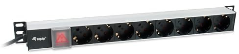 Equip Steckdosenleiste 19(1HE) 8fach Schukon. 3.0m Alu Sch