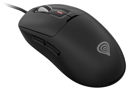Genesis Krypton 660 Gaming Maus mit Kabel Schwarz, leichte Gaming Maus 49g, 12000 DPI USB PC Maus, PixArt PAW3327 Sensor, RGB, 6 programmierbare Tasten, Huano Purple Switches, 1000 Hz, PTFE-Gleiter