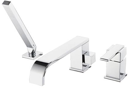 Miscelatore vasca a 3 fori Set doccia e flessibile neri Miscelatore doccia monocomando(Cromo