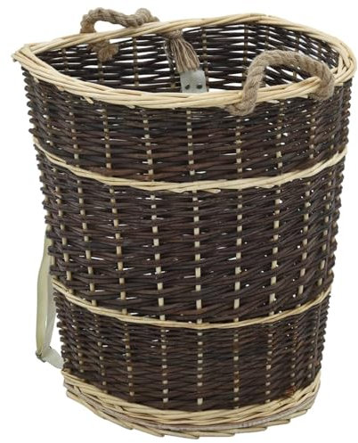 Xichuzi Cesta per Legna da Ardere con Spallacci Maniglie Rustica Robusta Versatile Portalegna Trasporto Tronchi 44,5x37x50 cm in Salice Naturale
