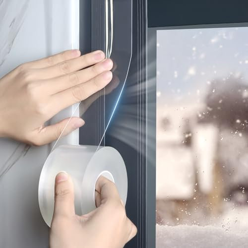 Rusoz Nastro sigillante per finestre 30 mm x 10 m Nastro sigillante trasparente per finestre per l'inverno Pellicola sigillante impermeabile per finestre Nastro sigillante per porte Nastro adesivo