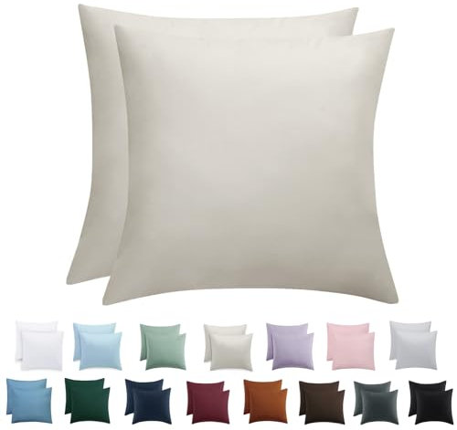 Tifschlaf Kissenbezug 80x80 2er Set - Kopfkissenbezug 80 x 80 Beige mit Reißverschluss aus Mikrofaser Weich, 80x80cm Pillow Case