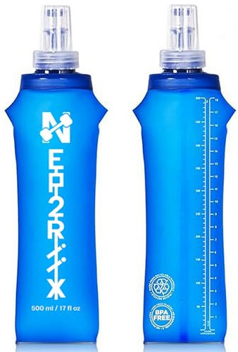 Pack de 2 Flasques Running 500ml Ultra-Légères Soft Flask – Gourdes Souples pour Course à Pied, Trail, Marathon, Randonnée – Pliables, Sans BPA, Faciles à Transporter, Compatibles Gilet d’Hydratation.