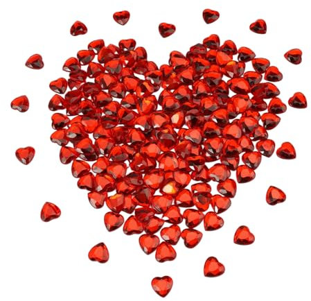 200 Stück Herzen Diamantkristalle Rot, 12mm Roter Rubin Dekosteine, Herz Deko Kristalle Diamanten, Acrylic Heart Diamanten für heiratsantrag Deko, Verlobung, Valentinstag, DIY-Kunsthandwerk (Rot)