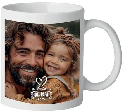 Bonomo Promotion Italia Tazza Personalizzata Festa del Papà – Stampa con Foto e Dedica | Idee Regalo Divertenti per Papà, Nonni e Mariti | Tazza in Ceramica 330ml