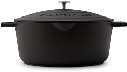 MasterClass Cast Aluminium Casserole Dish With Self-Basting Lid, Lighter Than Cast Iron Non-Stick Oval Black, Hob To Oven, Easy Gravy Pouring, Lip For Long Braising, Stews, Dishwasher safe, 30cm, 6L