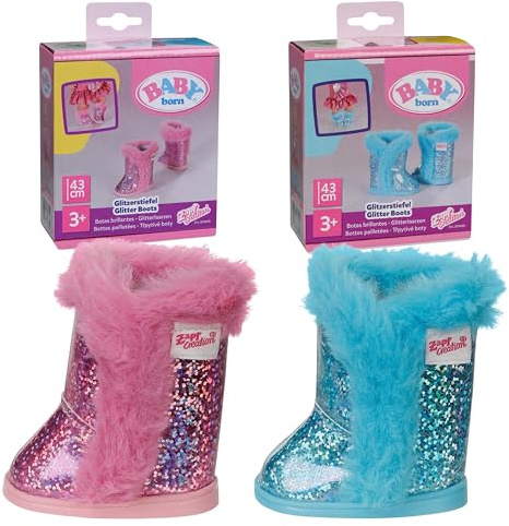 BABY born Glitzerstiefel, 2-Fach Sortiert für 43 cm Puppen | 1 Paar Glitzerstiefel, 2 Designs sortiert, passend für 43 cm Puppen