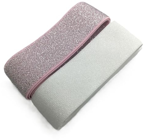 Glitzer Gummiband 40 mm weich elastisch | Glitzerband mit Lurex | Bundgummi für Röcke Hosen Kleidung DIY Nähen | 1 m Stücke, Meterware oder Farbsets (Set 5)