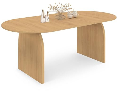 IDMarket - Table à Manger Extensible japandi Ovale Edith 6-10 Personnes en Bois façon hêtre 160-200 cm