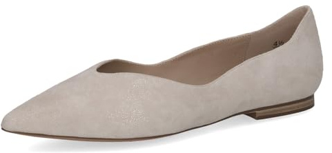 Caprice Damen Ballerinas aus Leder, Grau (LT Grey SPARKL), 36