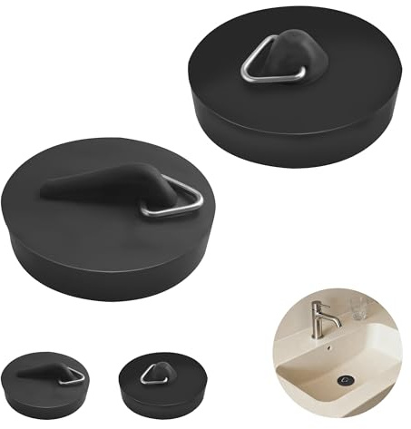 SZWLJ 4 Piezas(4cm*2 & 4.5cm*2) tapon Fregadero Cocina Negro | Para desagües de Fregadero, Evita pérdidas de Agua y olores, Adecuado para baño y Cocina