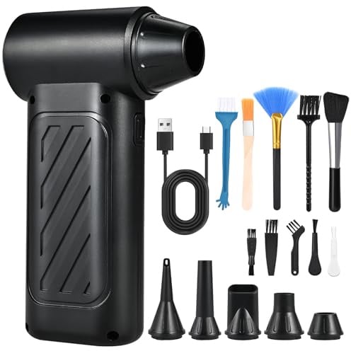 Faburo Elektrische Staubgebläse Druckluftspray, 3-Gang Einstellbare Electric Compressed Air Duster 105000RPM, Mini Gebläse für Laptop Tastatur Haus Auto Bürogeräte Sofa & Outdoor, PC Reinigungsset