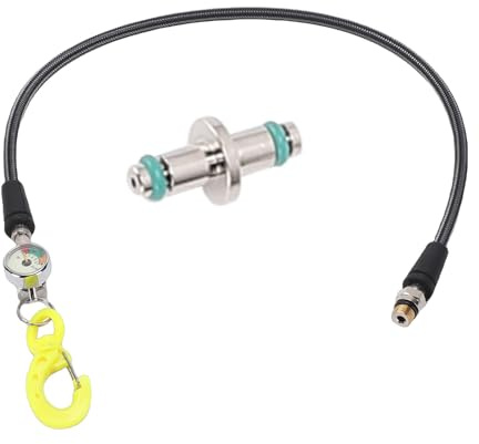Yechiry Manómetro de Buceo, Manómetro de Buceo de Fibra de Carbono de Acero Inoxidable con Esfera Luminosa y Gancho BCD, para Equipos de Submarino (80CM)