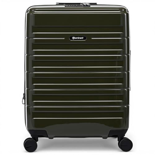 Eminent Voyager Handgepäck Koffer 55x40x20, Hartschalenkoffer leicht | 2,7 kg ultraleicht, 39L, erweiterbar 55x40x20 auf 55x40x23, TSA Schloss, 4 Rollen, Kabinentrolley, Makrolon, Dunkelgrün