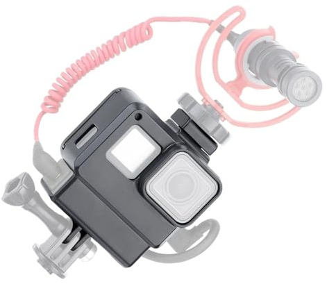 Compatible For GoPro Hero 5/6/7: Cage With Mic Adapter And Shoe Mount
